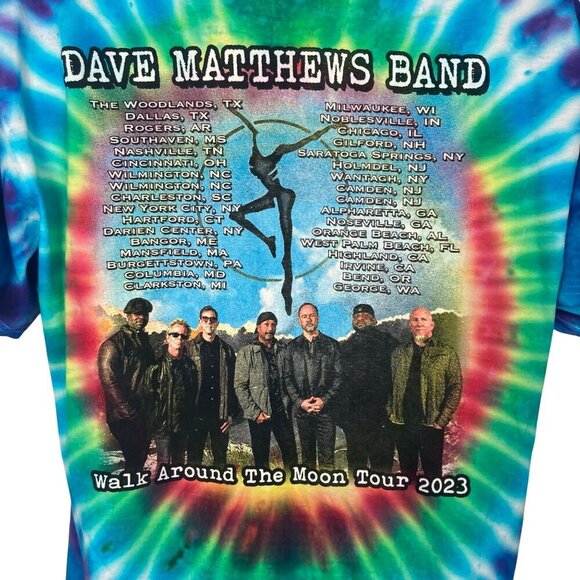 Dave Matthews Band Walk Around The Moon Tour 2023 Tie Dye T Shirt Mens Large - Picture 4 of 5